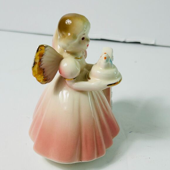 Josef Originals Birthday Girl Angel Figurine Age 6 Pink Gold Cake Topper 4" - Picture 4 of 7